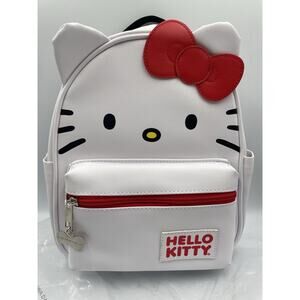 Hello Kitty Mini Backpack 10” White Faux Leather New In Bag